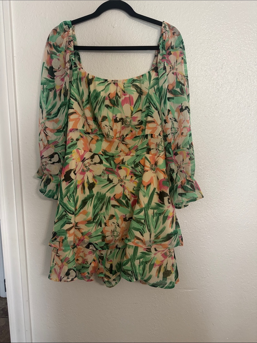 Cato Multicolor Floral Tiered Peasant Tunic